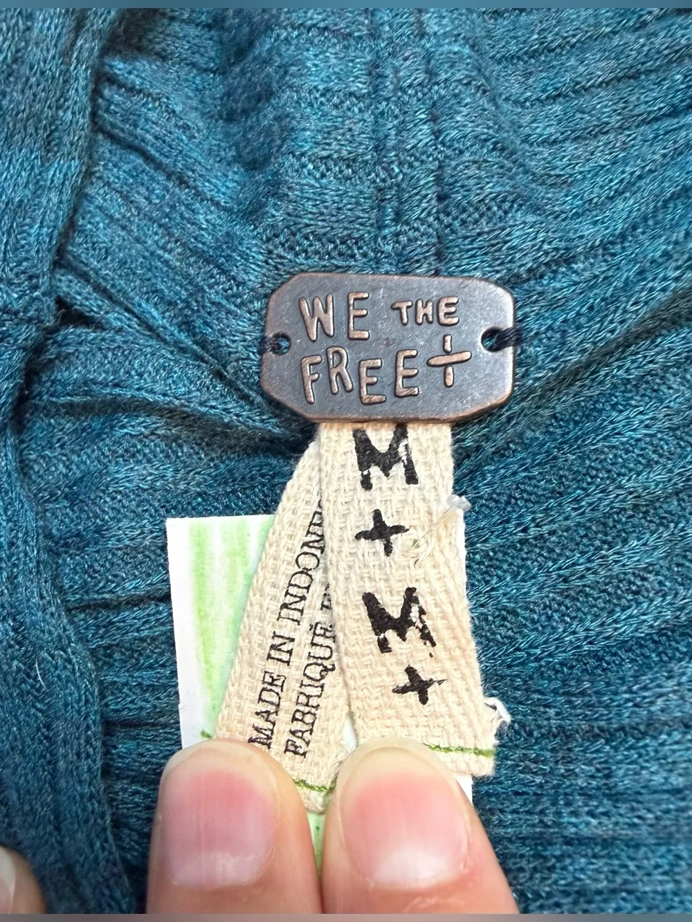 We The Free FP Love Split Open-Back cowl neck knit top in Deep Teal size M